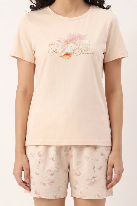 Zivame Beach Dreamer Buttersoft Knit Poly Short Set - Soft Pink — image 5